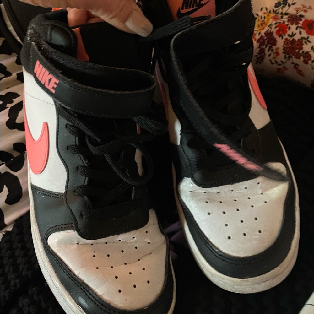 Nike High-Top Sneakers in Black, White, and Pink